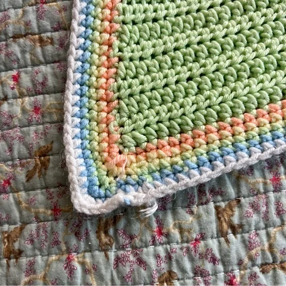 Beautiful handmade crochet square patch nursery throw lap blanket - Picture 5 of 7